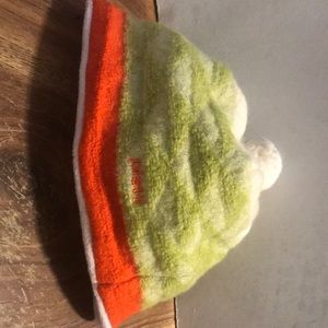 Very unique. “Papal style - pope )  100% lite wool multi color beanie with pom